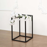 12inch Rectangular Matte Black Metal Wedding Flower Stand, Geometric Column Frame Centerpiece