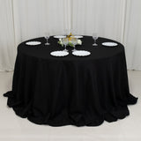 Black Seamless Premium Polyester Round Tablecloth 132inch Inherently Flame Retardant Table Cover