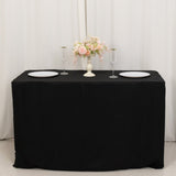 Black Fitted Polyester Rectangle Tablecloth 4ft for Special Size 48x24x30inch Tables