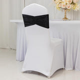 5 Pack Premium Crushed Velvet Chair Sashes Black Wide Ruffle Style