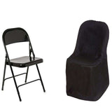 Black Glossy Satin Folding Chair Covers, Reusable Elegant Chair Covers