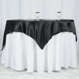 60"x 60" Black Seamless Satin Square Tablecloth Overlay