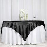 72" x 72" Black Satin Square Tablecloth Overlay