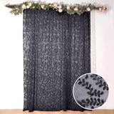 8ftx8ft Black Embroider Sequin Event Curtain Drapes, Sparkly Sheer Backdrop Event Panel Embroidery