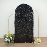 7ft Sparkly Black Double Sided Big Payette Sequin Chiara Backdrop Stand Cover For Fitted Round Top