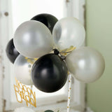 11 Pcs | Confetti Balloon Cake Topper Kit, Mini Balloon Garland Cloud Cake Decorations - Black, Silver and Clear