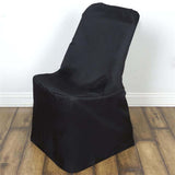 Black Polyester Lifetime Folding Chair Covers, Durable Reusable Slip On Chair Covers