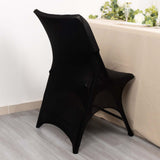 Black Premium Spandex Wedding Chair Cover With 3-Way Open Arch, Fitted Stretched