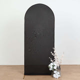 6ft Matte Black Spandex Fitted Chiara Backdrop Stand Cover For Round Top Wedding Arch