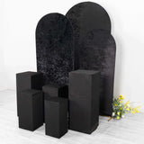 Set of 5 Black Rectangular Stretch Fitted Pedestal Pillar Prop Covers, Spandex Display Box