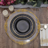 25 Pack | 10inch Black Sunray Gold Rimmed Serving Dinner Paper Plates, Disposable Party Plates