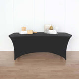 6ft Black Open Back Stretch Spandex Table Cover, Rectangular Fitted Tablecloth