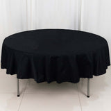 90" Black Round 100% Cotton Linen Tablecloth Washable