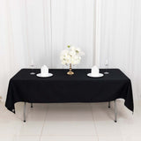 60"x102" Black Rectangle 100% Cotton Linen Tablecloth