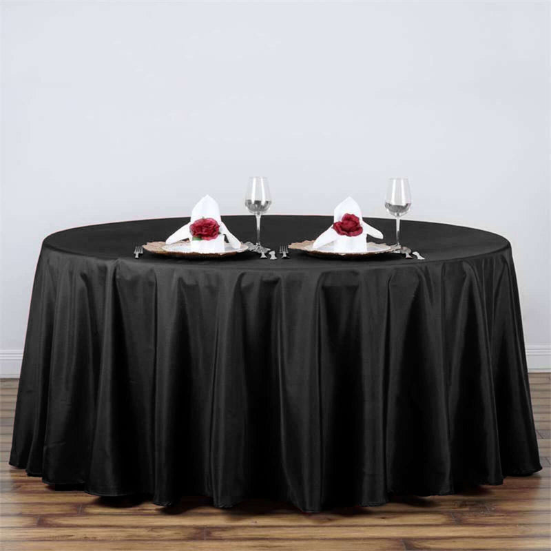 Black tablecloth on a set dining table