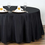 132Inch Black Seamless Polyester Round Tablecloth