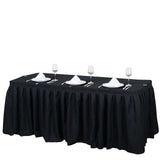 21ft Black Pleated Polyester Table Skirt, Banquet Folding Table Skirt