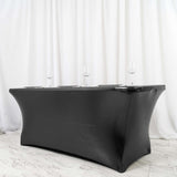 6FT Metallic Black Rectangular Stretch Spandex Table Cover