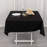 54" Black Premium Scuba Wrinkle Free Square Tablecloth, Scuba Polyester Tablecloth