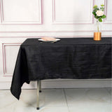 60"x102" Black Accordion Crinkle Taffeta Rectangle Tablecloth