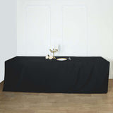 8FT Black Fitted Polyester Rectangular Table Cover