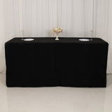 Fitted Polyester 96"x24"x42" Rectangle Tablecloth Black - Durable Fit for Elevated Tables