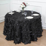 120inch Black Leaf Petal Taffeta Round Tablecloth