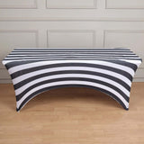 6ft Black / White Spandex Stretch Fitted Rectangular Tablecloth