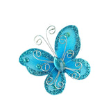 12 Pack | 2inch Turquoise Diamond Studded Wired Organza Butterflies