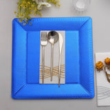 10 Pack | 13inch Royal Blue Textured Disposable Square Charger Plates