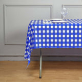 5 Pack Royal Blue Checkered Rectangle Plastic Table Covers, 54x108inch PVC Waterproof Disposable