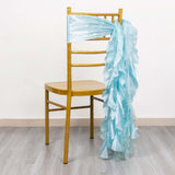 5 Pack Light Blue Curly Willow Chiffon Satin Chair Sashes