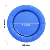 10 Pack | 13inch Royal Blue Leather Textured Disposable Charger Plates