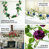 6ft | Royal Blue Real Touch Artificial Rose & Leaf Flower Garland Vine