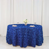 120inch Royal Blue Grandiose 3D Rosette Satin Round Tablecloth