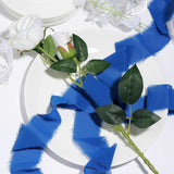 6yd Royal Blue Silk-Like Chiffon Linen Ribbon Roll For Bouquets, Wedding Invitations Gift Wrapping