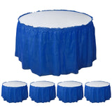 5 Pack Plastic Table Skirts Royal Blue Ruffled - Durable Disposable Skirts for Events 14ft#whtbkgd