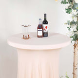 Blush / Rose Gold Round Heavy Duty Spandex Cocktail Table Cover With Natural Wavy Drapes