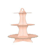 13inch 3-Tier Blush/Rose Gold Cardboard Cupcake Dessert Stand Treat Tower#whtbkgd