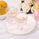 25 Pack 10oz Blush Crystal Plastic Party Cups With Gold Rim, Disposable Drink Tumbler