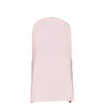 Blush Polyester Banquet Chair Cover, Reusable Stain Resistant Slip On Chair Cover