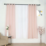 Handmade Blush Faux Linen Curtains 52x84inch Curtain Panels With Chrome Grommets Rose Gold