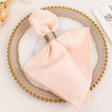 5 Pack Blush Premium Polyester Cloth Napkins, Seamless Linen Dinner Napkins