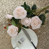 2 Bouquets | 33" Tall Blush/Rose Gold Artificial Silk Long Stem Rose Bush