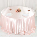 132inch Blush / Rose Gold Seamless Satin Round Tablecloth