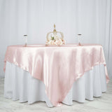 90"x90" Blush Satin Square Table Overlay