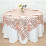 72inch Square Blush Rose Gold Diamond Glitz Sequin Table Overlay Topper