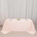 90x132inch Blush Premium Scuba Wrinkle Free Rectangular Tablecloth, Seamless Scuba Polyester