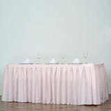 21ft Blush/Rose Gold Pleated Polyester Table Skirt, Banquet Folding Table Skirt