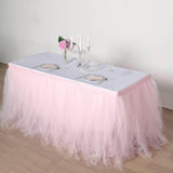 21 FT Blush / Rose Gold 4 Layer Tulle Tutu Pleated Table Skirts